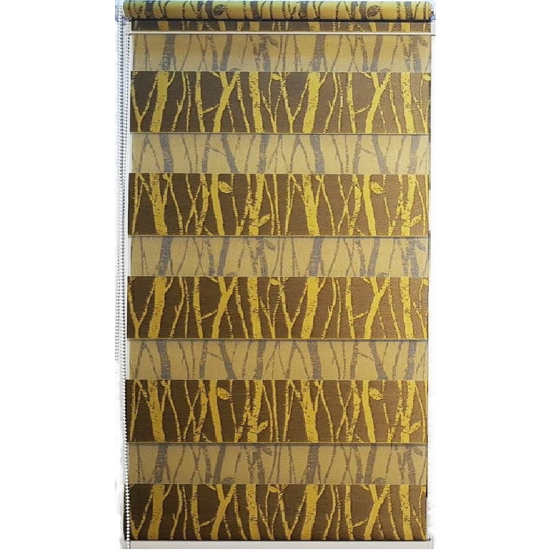 Jaluzea tip Rulou textil , Rolete Zebra Day & Night Luxury , 39x120 cm C42 , culoare maro si galben accesorii albe