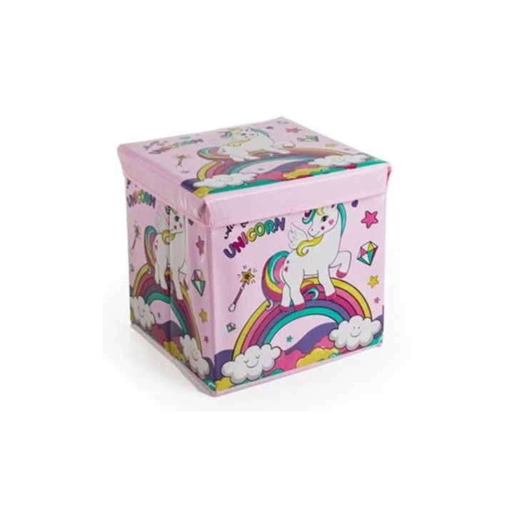Cutie de Depozitare Taburet Unicorn 30x30x30cm