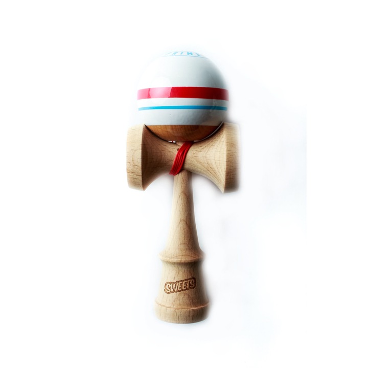 Joc de indemanare Kendama Prime Sport Stripe Racer alb, rosu albastru