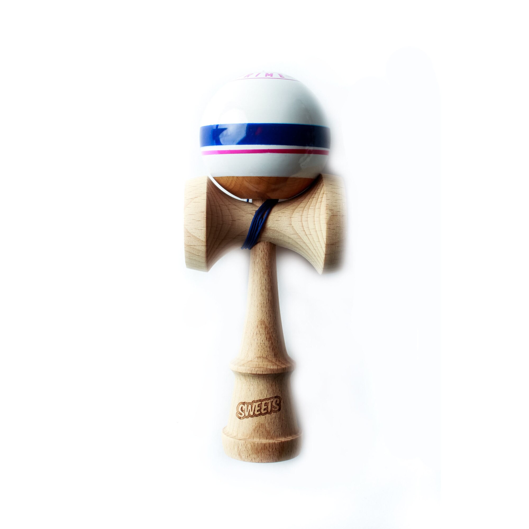 Joc de indemanare Kendama Prime Sport Stripe Blitz alb, albastru roz