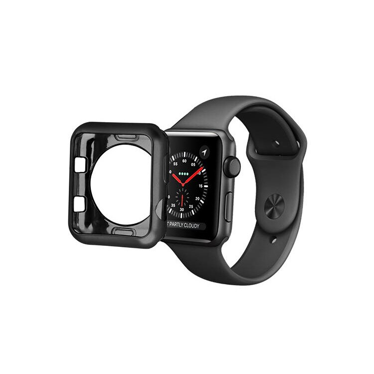 Protectie Silicon pentru Apple Watch 1/2/3, 42mm, Negru