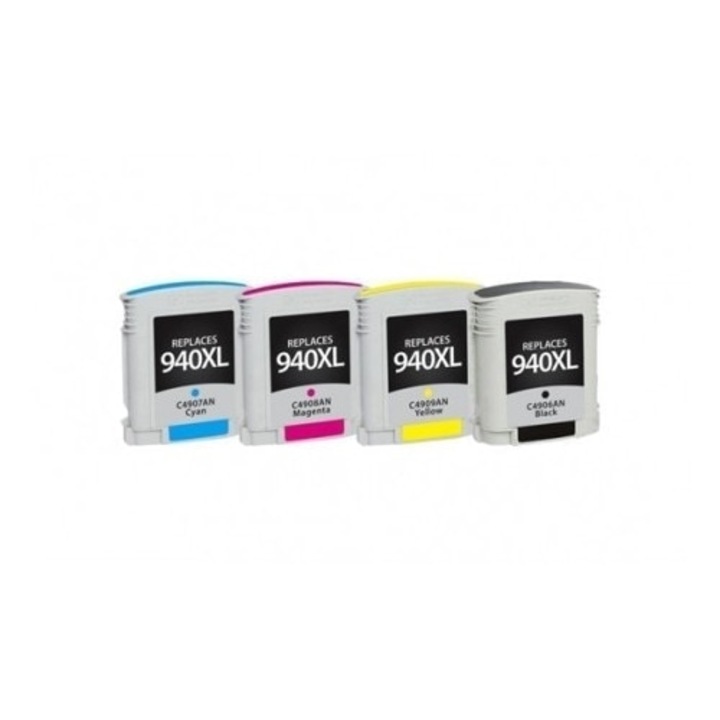 940XL Set 4 cartuse imprimanta HP 940XL Black, Cyan, Magenta, Yellow compatibile HP OfficeJet Pro 8000, OfficeJet Pro 8000 Series, OfficeJet Pro 8000 Wireless, OfficeJet Pro 8500 A Plus, OfficeJet Pro 8500 Premier, OfficeJet Pro 8500 Wireless- 2,2K