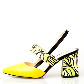 Pantofi dama, Thea Visconti, print frunze verzi, toc cu print-8.5 cm, Multicolor Pantofi dama, Thea Visconti, print frunze verzi, toc cu print-8.5 cm, Multicolor