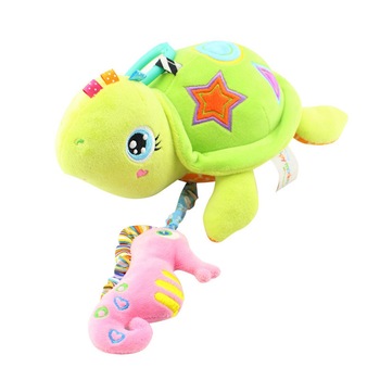 Jucarie muzicala din plus pentru copii si bebelusi Happy Monkey, cu agatatoare pentru patut si carucior, dimensiuni 30.5X18 centimetri, model broscuta testoasa Jucarie muzicala din plus pentru copii si bebelusi Happy Monkey, cu agatatoare pentru patut si carucior, dimensiuni 30.5X18 centimetri, model broscuta testoasa