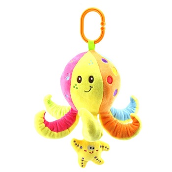 Jucarie muzicala din plus pentru copii si bebelusi Happy Monkey, cu agatatoare pentru patut si carucior, dimensiuni 30.5X18 centimetri, model caracatita Jucarie muzicala din plus pentru copii si bebelusi Happy Monkey, cu agatatoare pentru patut si carucior, dimensiuni 30.5X18 centimetri, model caracatita