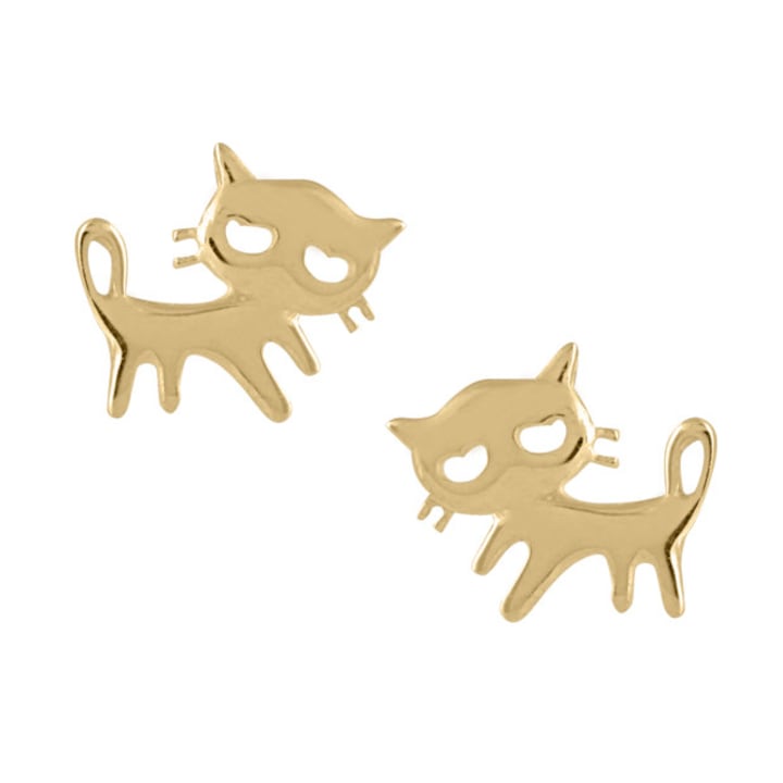 Arany cica fülbevaló, arany szimbólum ékszer h1089
