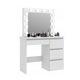 Masuta de toaleta cu Oglinda LED , eMobili, machiaj, cosmetica, makeup, vanity, moderna cu oglinda, 94x 43x 140 cm, Alb