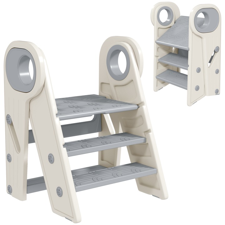 Turnul Montessori pentru Copii, AIYAPLAY, HDPE, PP, 47 x 46, 5 x 61, 5 cm, Gri