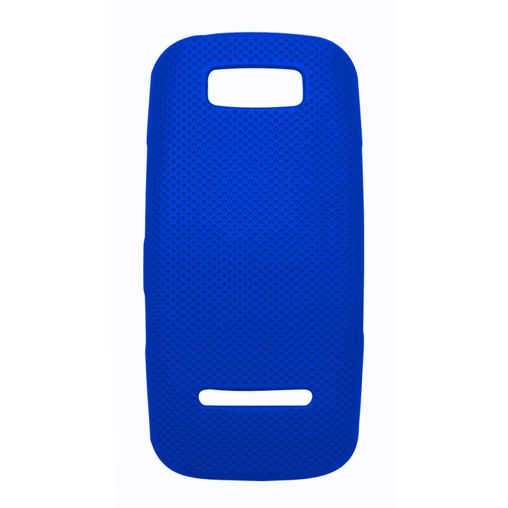 Husa tip capac spate albastra cu puncte pentru Nokia Asha 305, 306