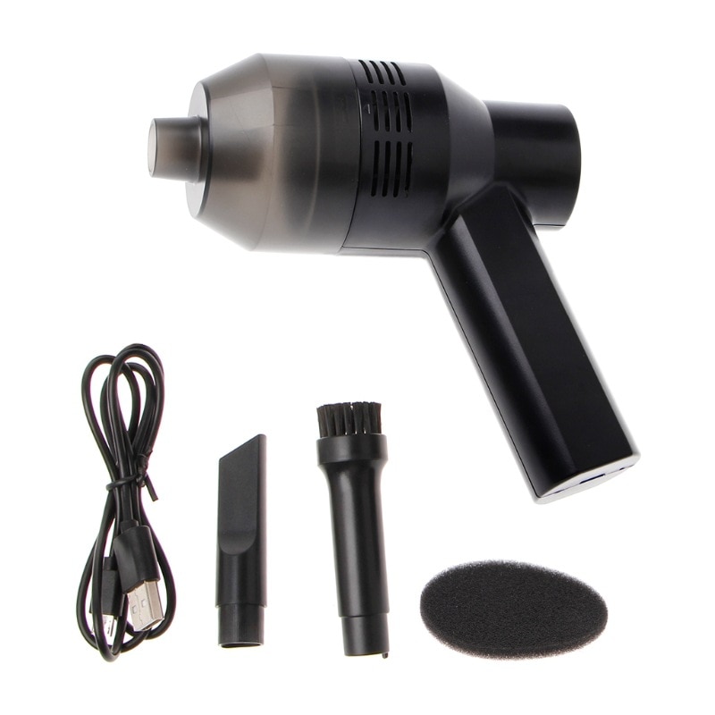 Aspirator de mana mini MIHX-081200122, USB reincarcabil, baterie 2000 mAh, autonomie 25–35 min, fara fir, cu duza perie si duza plata, negru