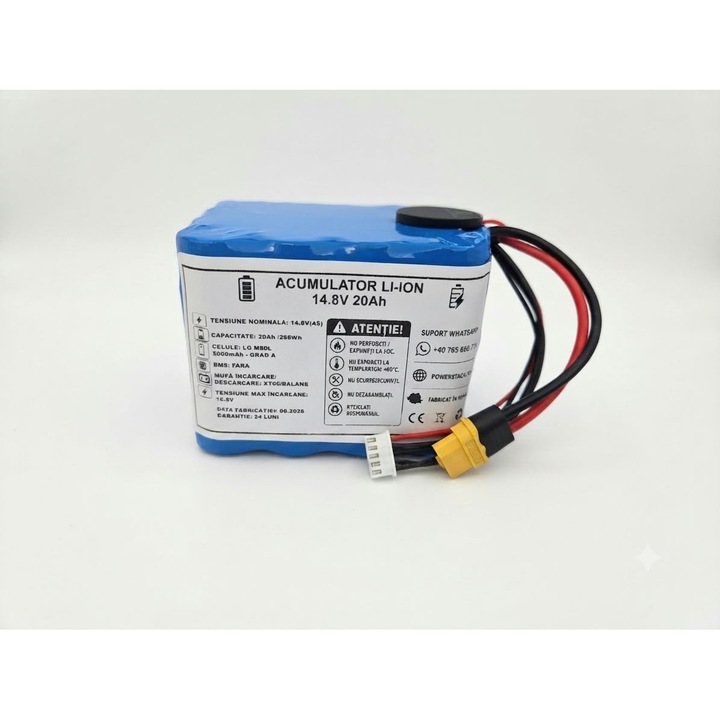 Acumulator Li-Ion 4S, 14.8V 20Ah pentru Navomodele de Viteza, Indicator nivel baterie, Autonomie mare