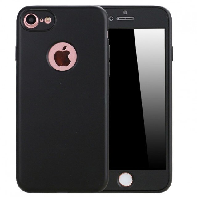 Husa Dual Silicone 360° fata + spate pentru Apple iPhone 6/6S, negru