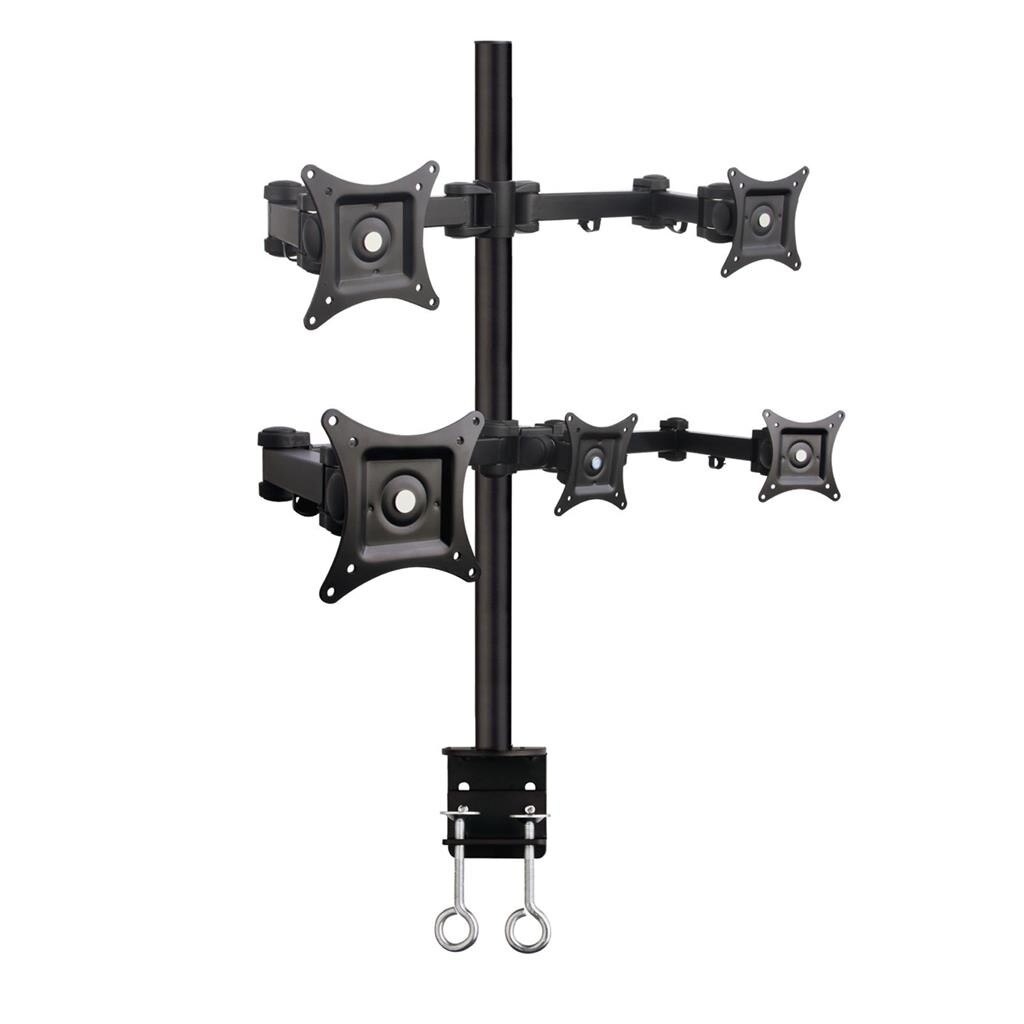 Suport de birou cu brate reglabile, 5 monitoare, 13- 20 inch, Negru