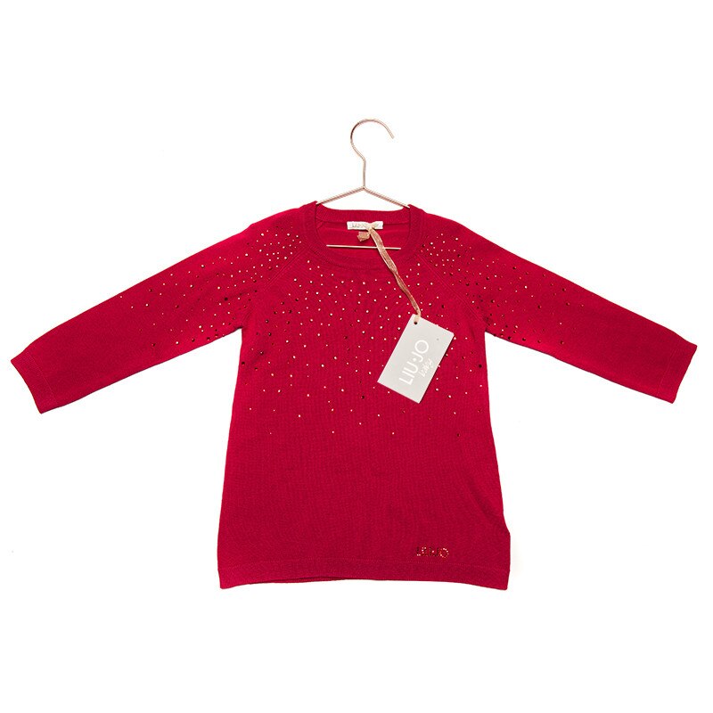 Pulover rosu cu strasuri, maneca lunga, Liu Jo, 2 ani