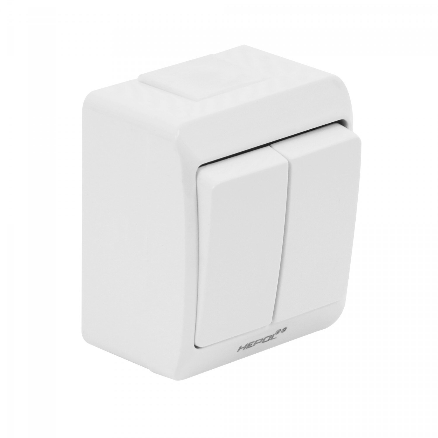 Intrerupator dublu, Hepol, aparent, alb