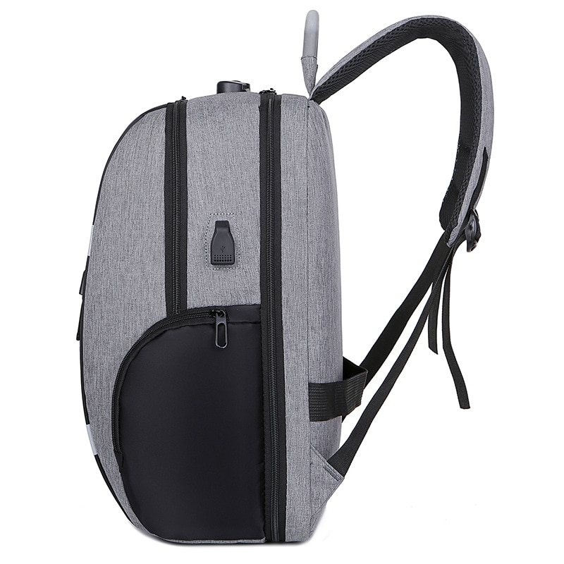 Rucsac pentru laptop din material Oxford cu port USB extern, compartiment 16" pentru laptop, compatibil trolley, MIHX-081209274, negru/gri, 30 x 17 x 44 cm