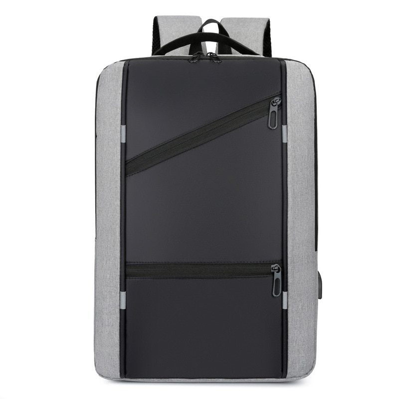 Rucsac pentru laptop din material Oxford cu port USB extern, compartiment 16" pentru laptop, compatibil trolley, MIHX-081209274, negru/gri, 30 x 17 x 44 cm
