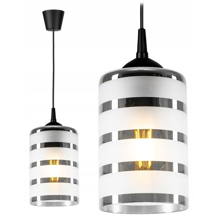 Lampa Plafon Sticla Crom/Alb Mat, Stil Retro Loft, LED E27