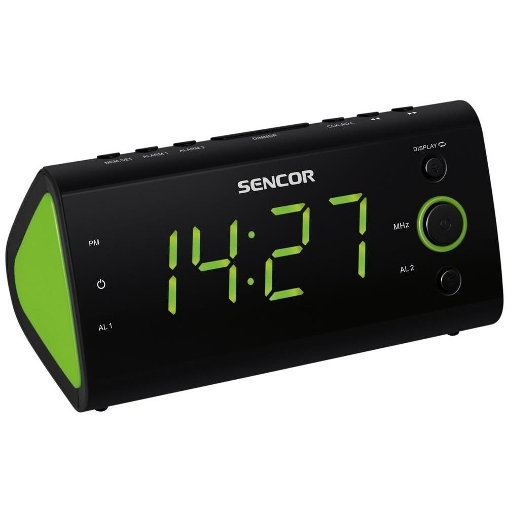 Radio ceas cu alarma, Sencor, 230 V / 50 Hz, Verde