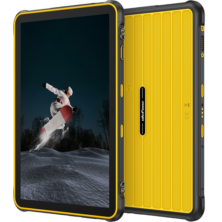 Tableta rugged Ulefone RugKing Pad 2 Pro, 4G, Dual SIM + eSIM, WiFi, 10.1" 90Hz, Octa-Core T7250, 8GB RAM, 256GB, Camera Foto 48MP + 8MP, GPS, NFC, Android 16, Yellow