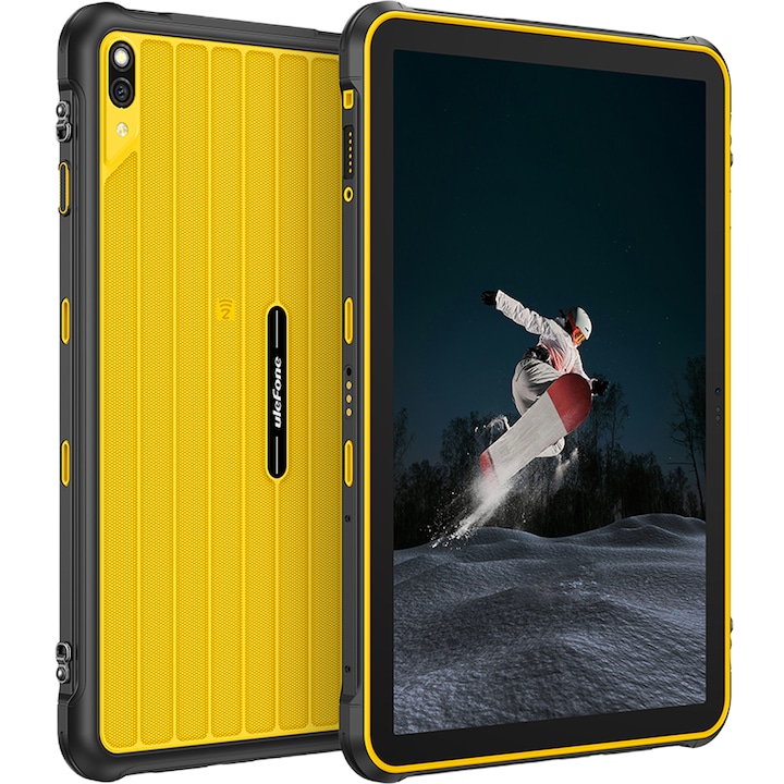 Tableta rugged Ulefone RugKing Pad 2 Pro, 4G, Dual SIM + eSIM, WiFi, 10.1" 90Hz, Octa-Core T7250, 8GB RAM, 128GB, Camera Foto 48MP + 8MP, GPS, NFC, Android 16, Yellow