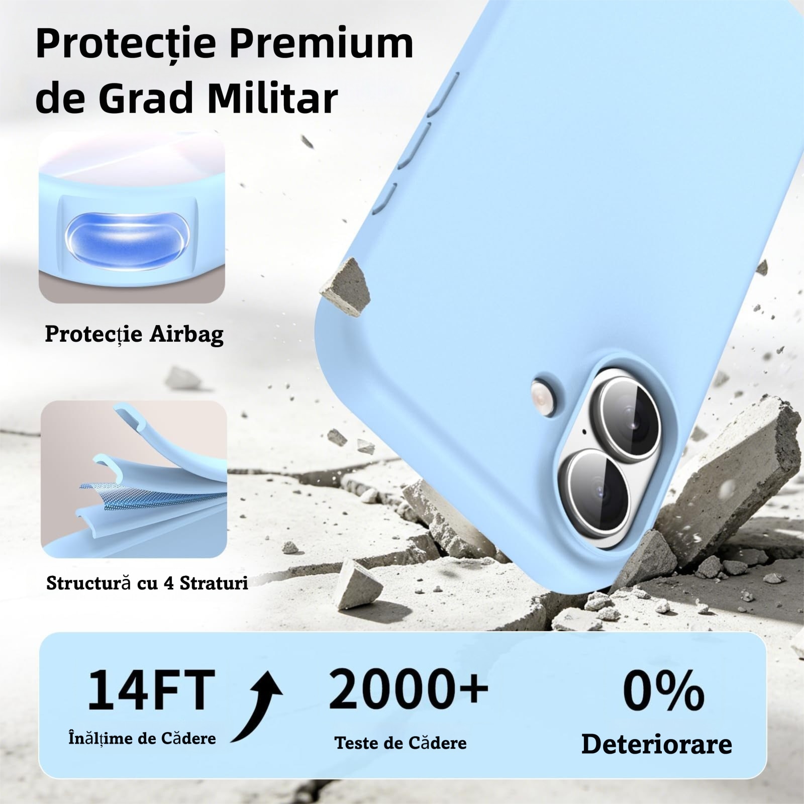 Husa de Magnetica Compatibila cu iPhone 17 de 6, 3 inci, MOGU, Soft Silicone Lichid Cu Interior Microfibra, Carcasa Compatibila cu MagSafe Incarcare Wireless, Rezistenta la Socuri, Buton de Control al Camerei din Silicon, Ultra Slim, Albastru cer