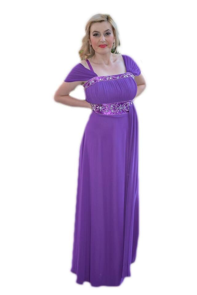 Rochie eleganta lunga, cu strasuri stralucitoare , D&J Exclusive, Mov