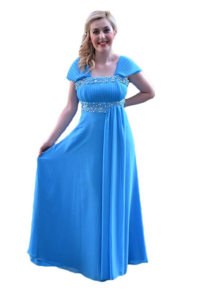 Rochie eleganta lunga, cu strasuri stralucitoare , D&J Exclusive, Albastru