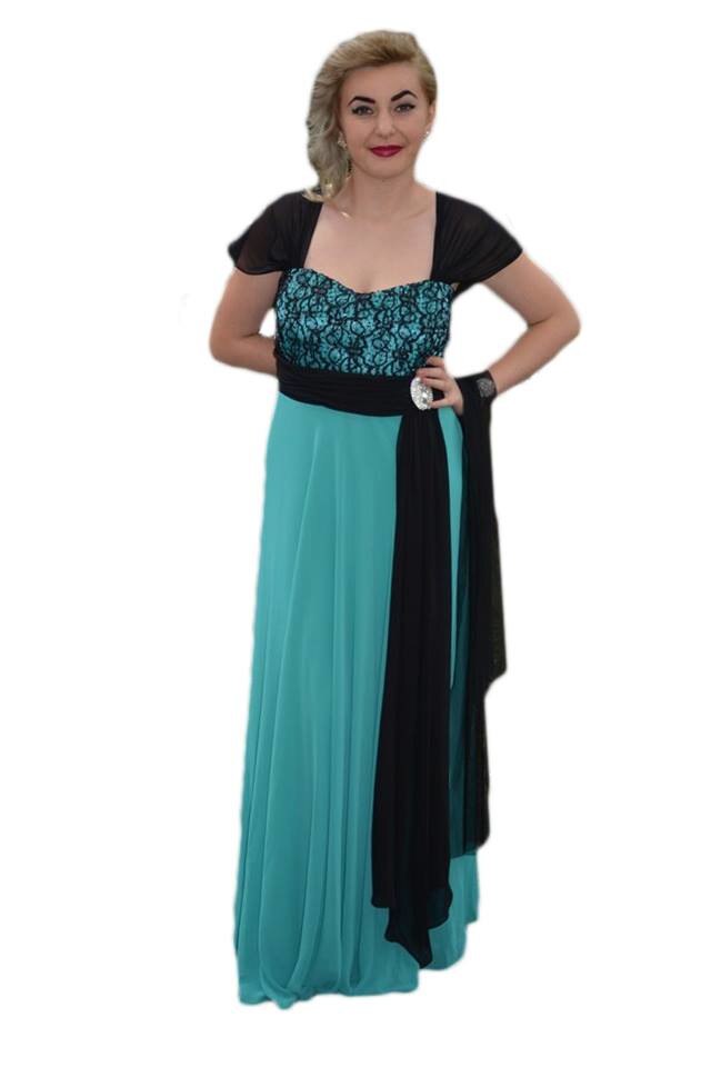 Rochie deosebita de gala, lunga, D&J Exclusive, Turcoaz