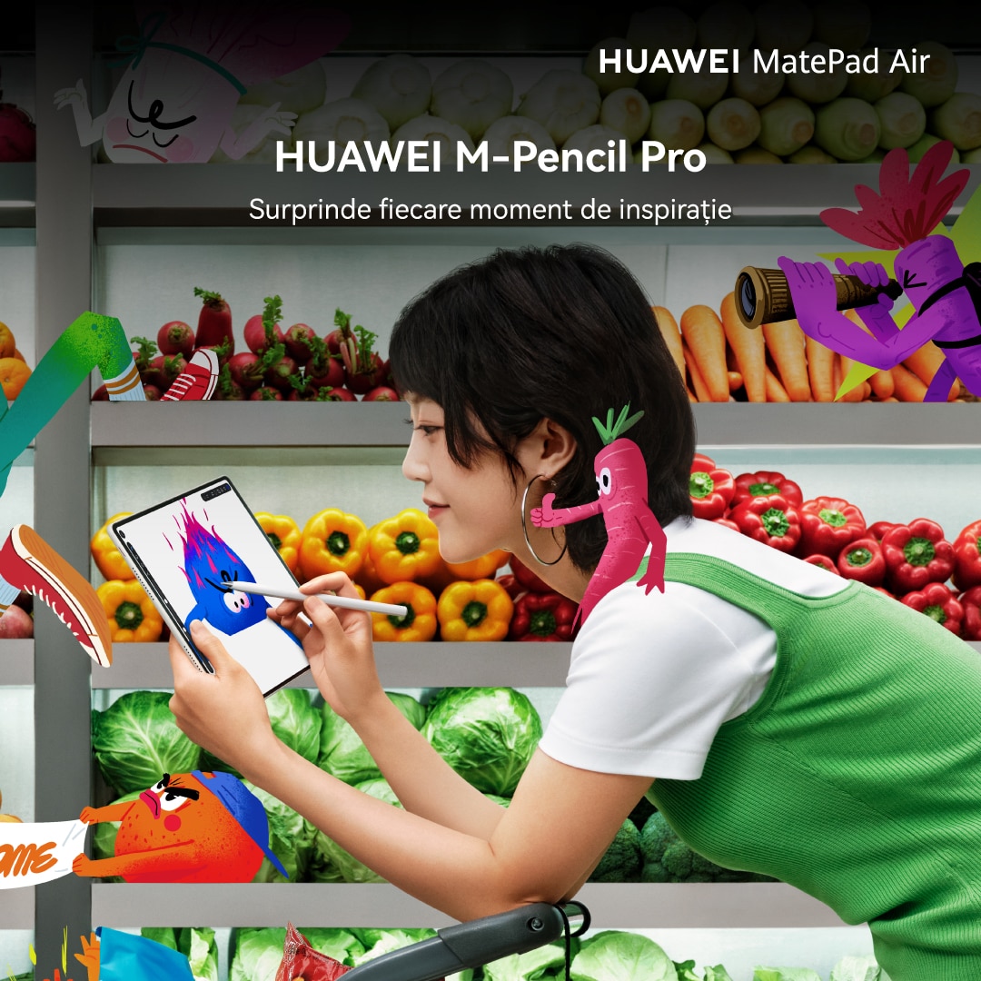 Tableta HUAWEI MatePad Air, 12”OLED PaperMatte, 8GB RAM, 256GB, Wi-Fi, Airy Blue + Smart Magnetic Keyboard + Wireless Mouse