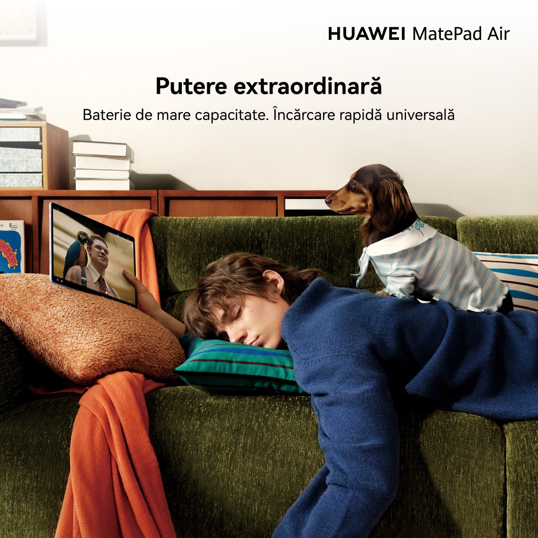 Tableta HUAWEI MatePad Air, 12”OLED PaperMatte, 8GB RAM, 256GB, Wi-Fi, Airy Blue + Smart Magnetic Keyboard + Wireless Mouse