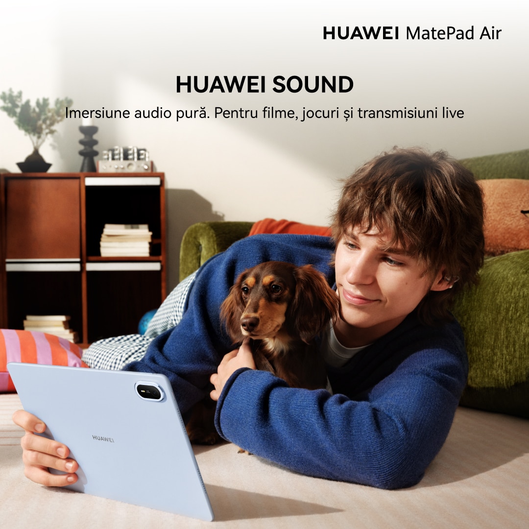 Tableta HUAWEI MatePad Air, 12”OLED PaperMatte, 8GB RAM, 256GB, Wi-Fi, Airy Blue + Smart Magnetic Keyboard + Wireless Mouse