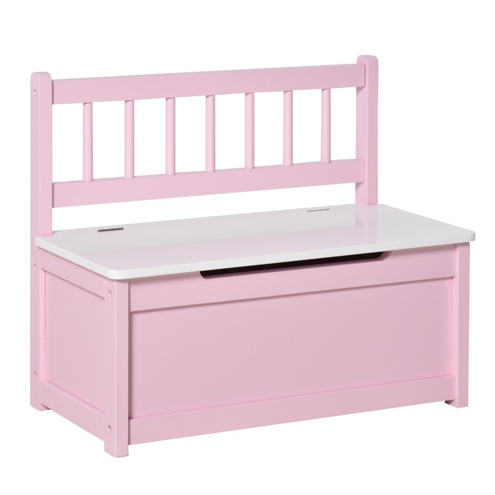 Pieptul Copiilor, HOMCOM, MDF, Lemn de Pin, 60 x 30 x 50 cm, Trandafir