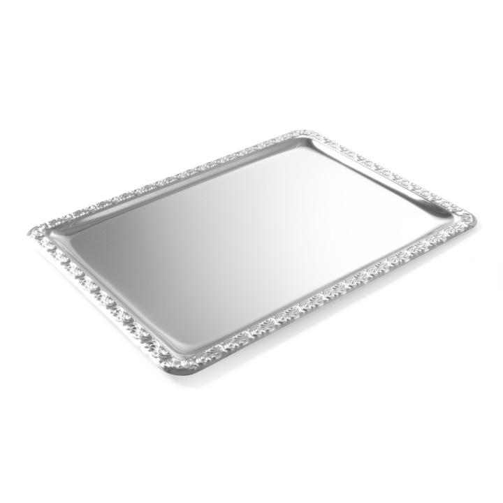 Tava servire cu margine decorata, dreptunghiulara GN 1/1, Hendi, inox
