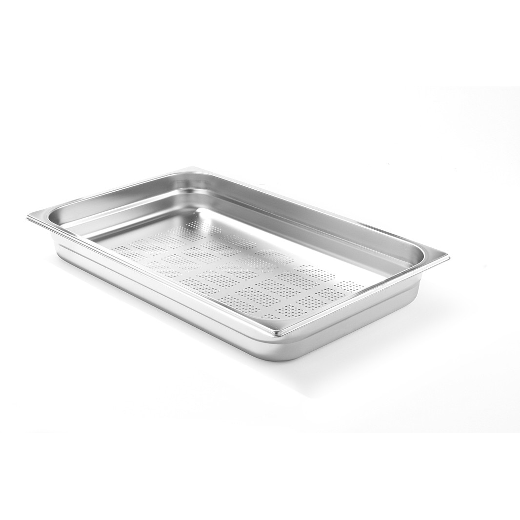 Tava perforata Gastronorm GN 1/1, adancime 40 mm, 5.3 lt, inox, gama Hendi Profi Line, grosime perete inox 0.8 mm