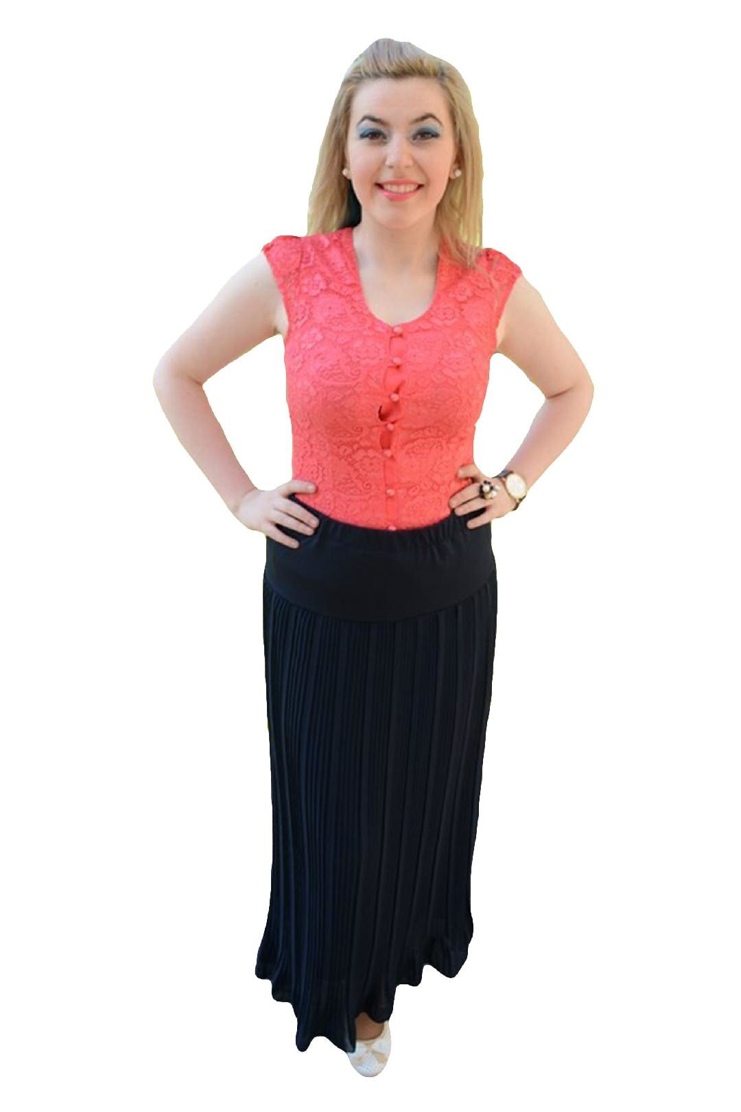 Fusta eleganta, lunga,masura mare, D&J Exclusive, Albastru marin