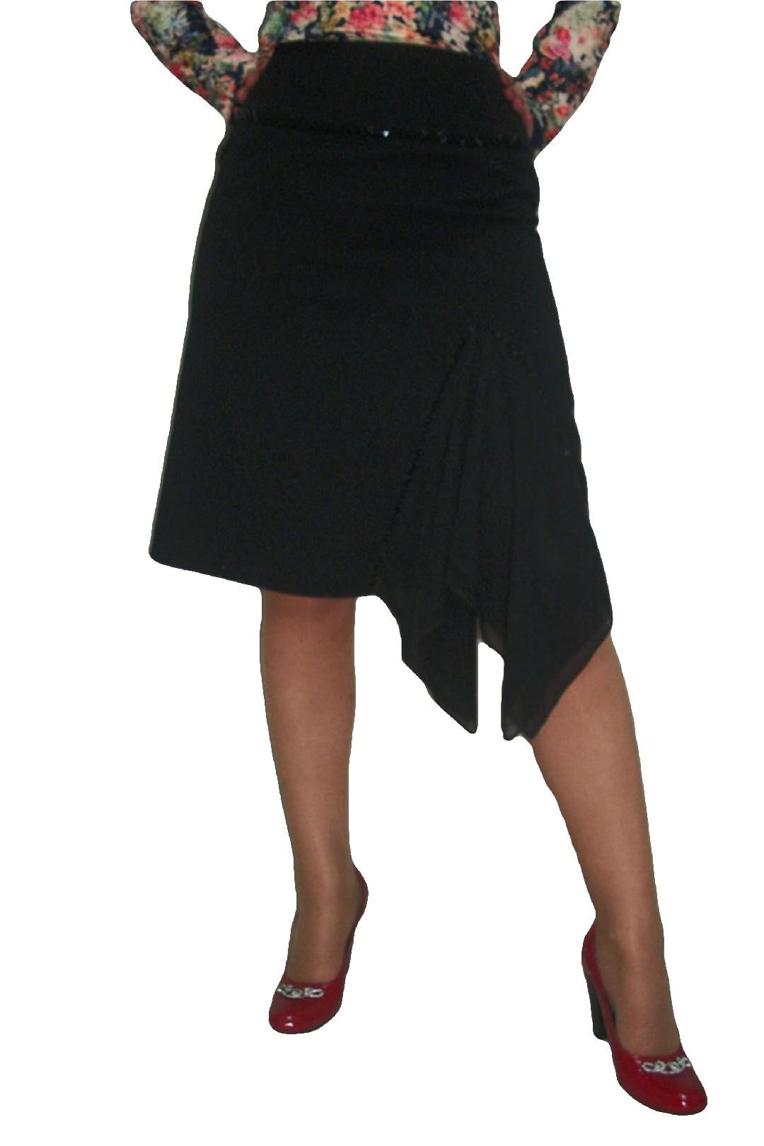 Fusta cu design modern, margele aplicate, D&J Exclusive, Negru, 38