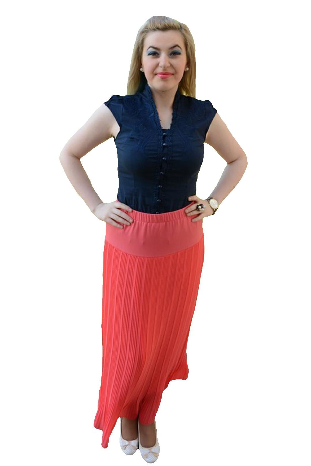 Fusta eleganta, lunga,masura mare, D&J Exclusive, Corai