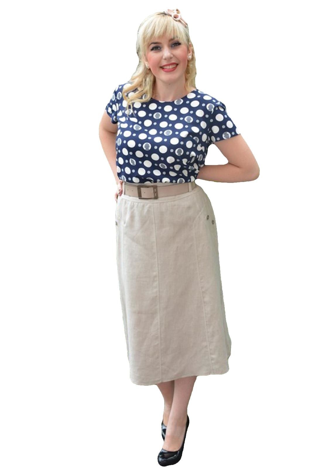 Fusta lejera de vara din bumbac, D&J Exclusive,, Bej