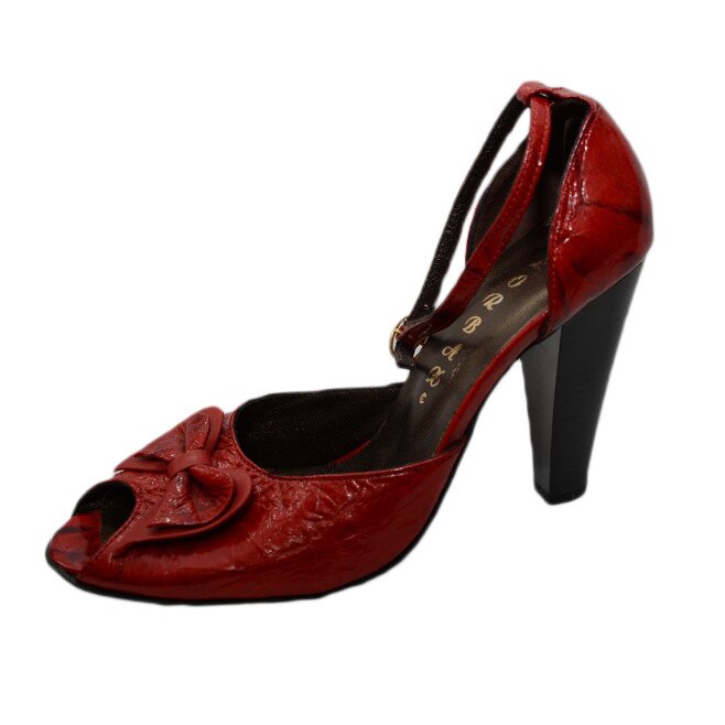 Sandale casual-elegant cu toc inalt si varf rotund, D&J Exclusive, Rosu, 37