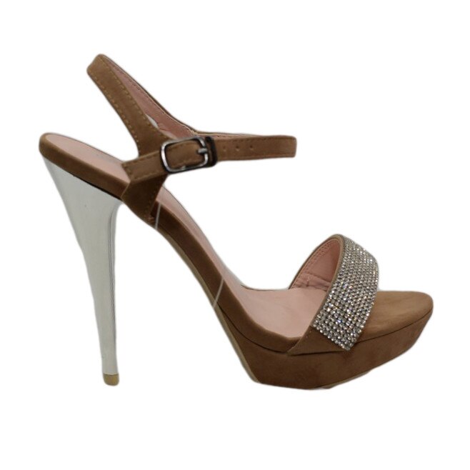 Sandale decorate cu cristale, D&J Exclusive, Bej