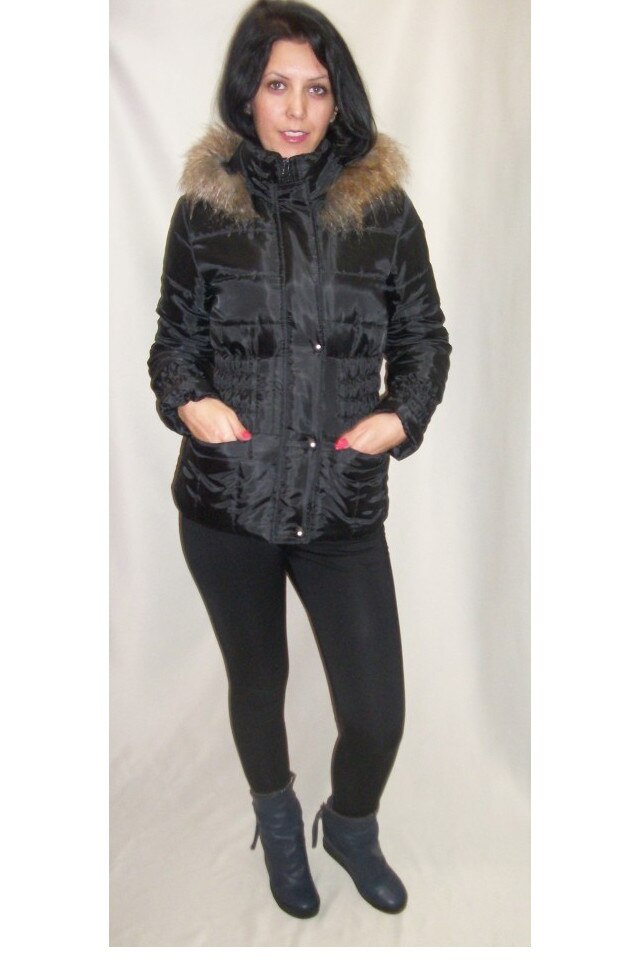 Jacheta , gluga decorata cu blanita fina, buzunare, D&J Exclusive, Negru