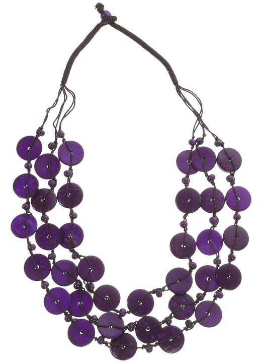 ZYBLSSBB, colier din lemn si scoica de nuca de cocos, stratificat boho, LSM2xh1722-BCS0398283, mov, 75 cm