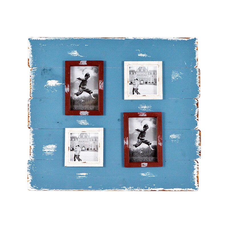 Rama foto de perete vintage, Lemn, Albastru, Artfoyer