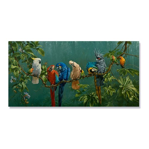 Tablou Canvas - Animale exotice, Papagali, Jungla, 50 x 100 cm