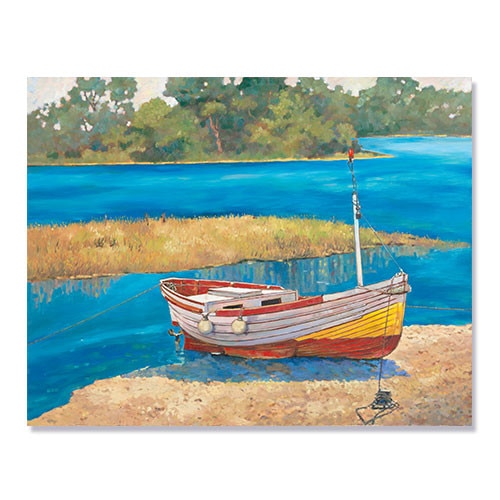 Tablou Canvas - Barca pescuit, Rau, Vara, 80 x 100 cm