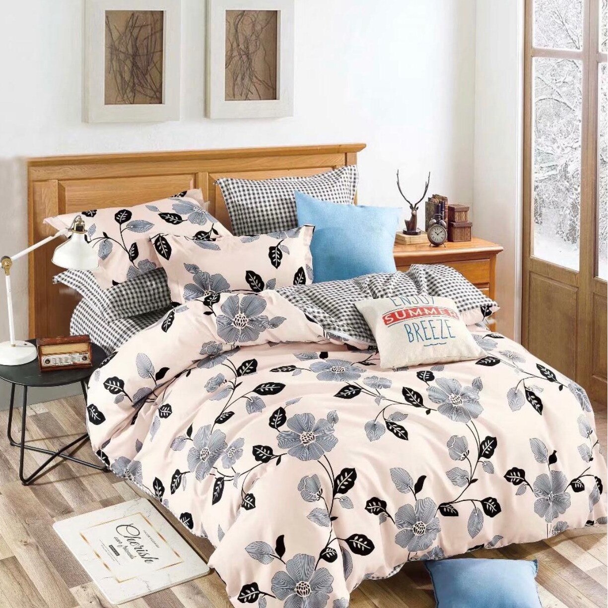 Lenjerie bumbac finet gros, 2 persoane, 6 piese, crem, Katia164