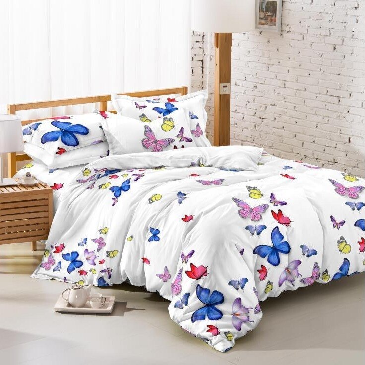 Lenjerie de pat cu doua fete bumbac de lux 2 persoane, 6 piese, alb Katia175