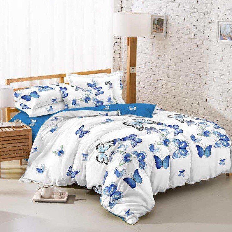 Lenjerie de pat cu doua fete bumbac de lux 2 persoane, 6 piese, color Katia461