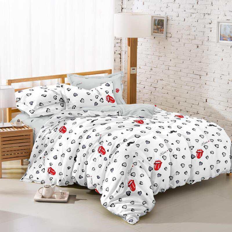 Lenjerie de pat cu doua fete bumbac de lux, 2 persoane, 6 piese, gri Katia183